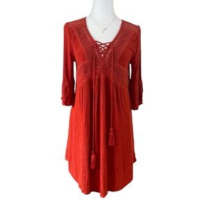 Harlow Burnt Orange Tunic Boho Dress US S